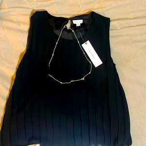 NWT black pleated Calvin Klein sleeveless blouse